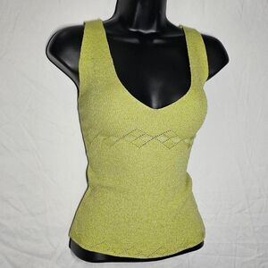 Green knit form fit vintage y2k 90s sleeveless top